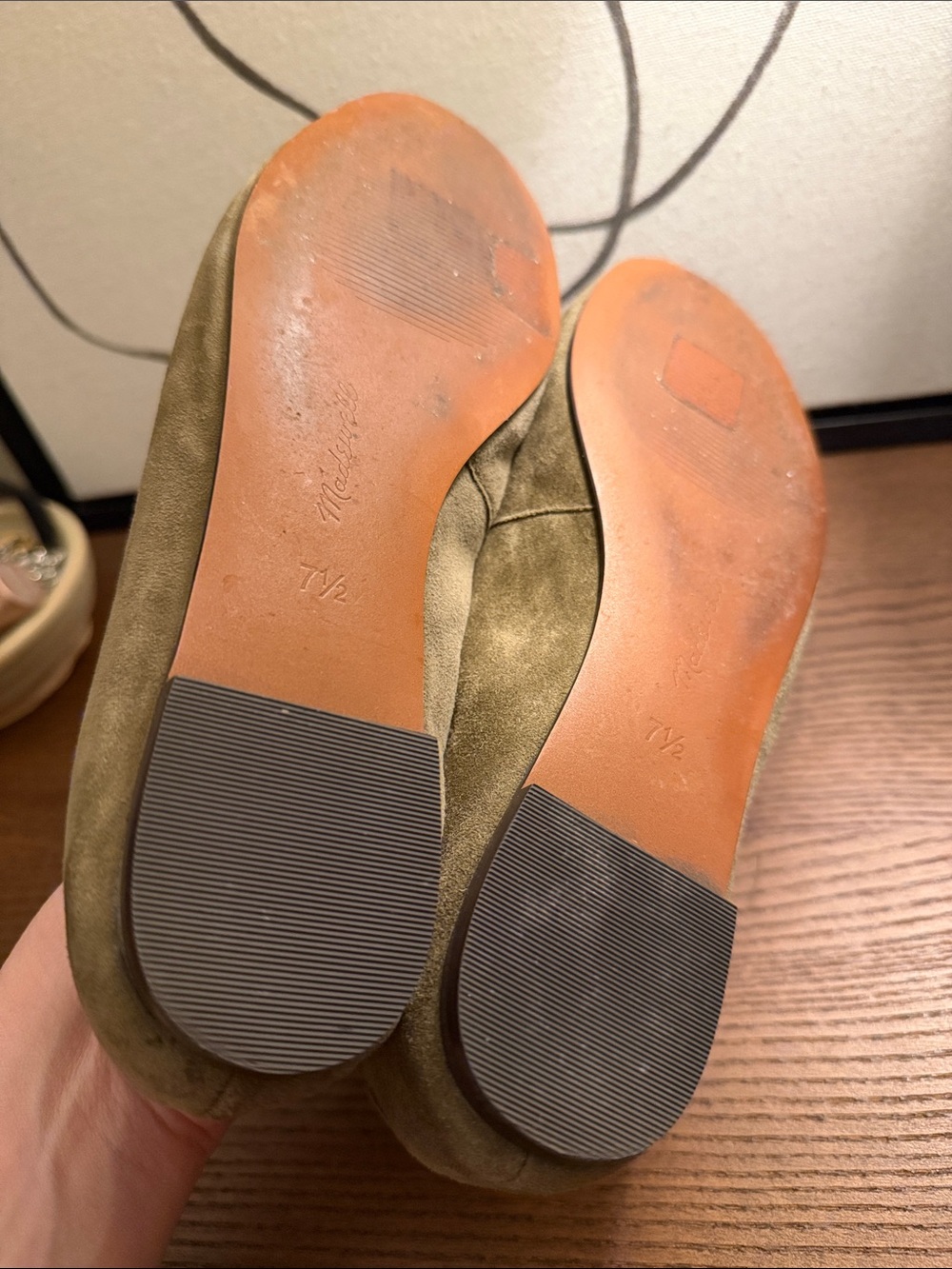 Madewell Suede Flats in Olive with Gold Buckle - Picture 6 of 7